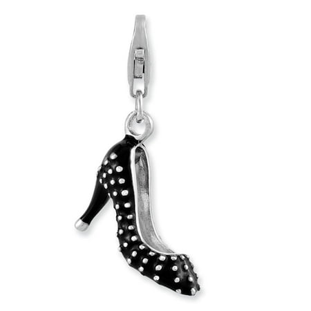 Char Diamonds - Mia Diamonds 925 Sterling Silver Rhodium-Plated 3-D Enameled High Heel with Lobster Clasp Char