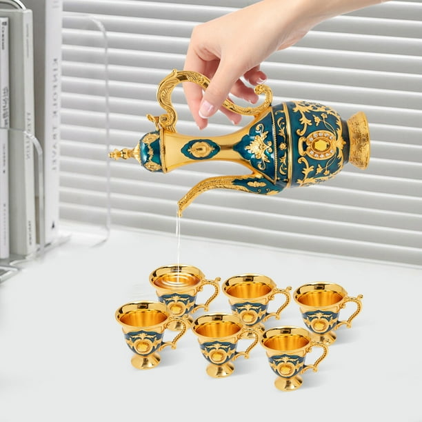 Miumaeov Zinc Alloy Tea Set Chinese Palace Tea Set with 6 Luxury