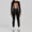 Black, variant on Womens Long Sleeve Workout Jumpsuit Contouring Seams Backless Bodysuit Yoga Rompers Catsuit