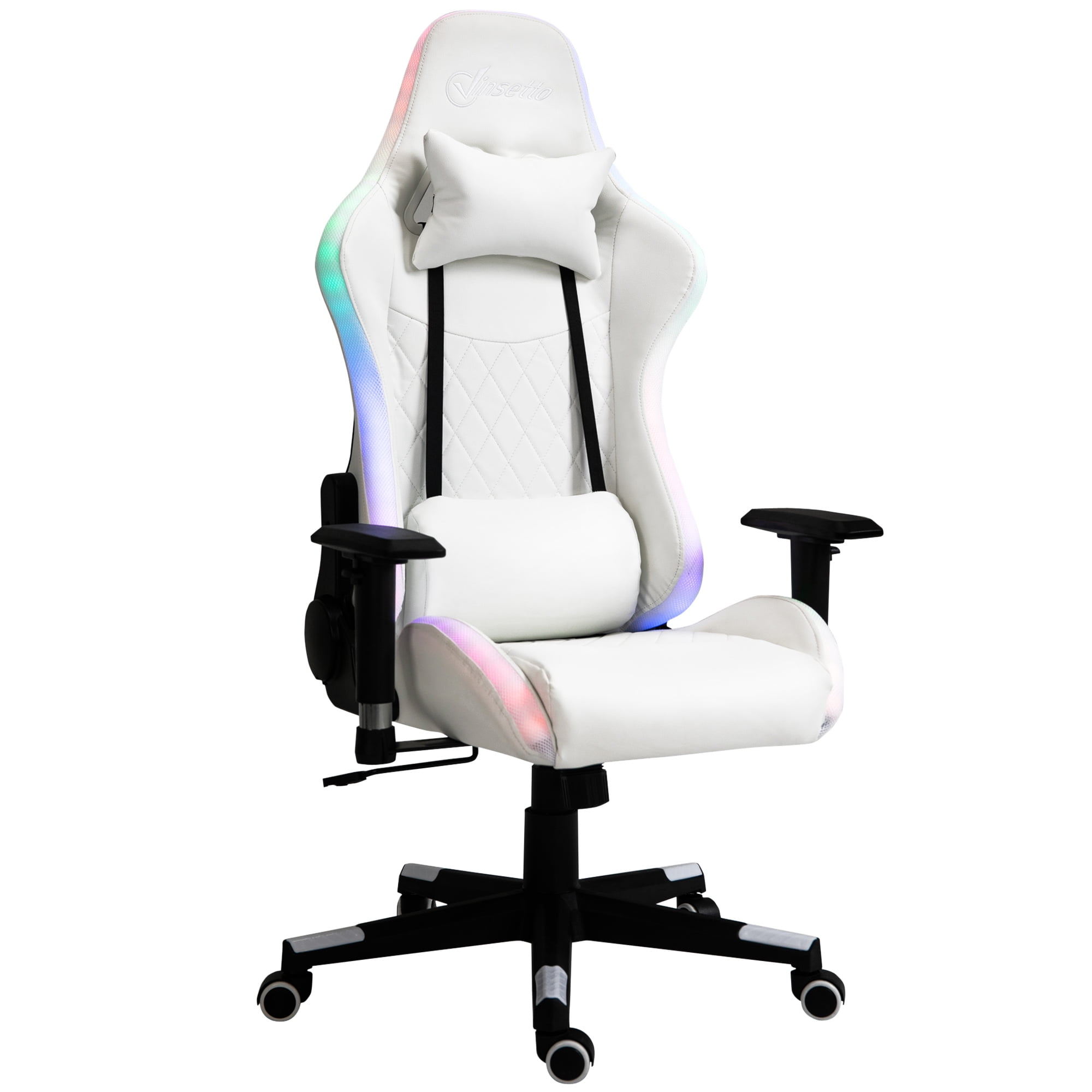 Vinsetto Gaming Chair with RGB LED Light, 2D Arm, Lumbar