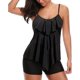 thumbnail image 2 of Xishao Traje de Baño Mujer Conjunto de 2 Piezas Bañador de Cintura Alta Estampado Flor Volante para Playa Piscina Negro 2XL Negro 2XL Xishao ropa, 2 of 2