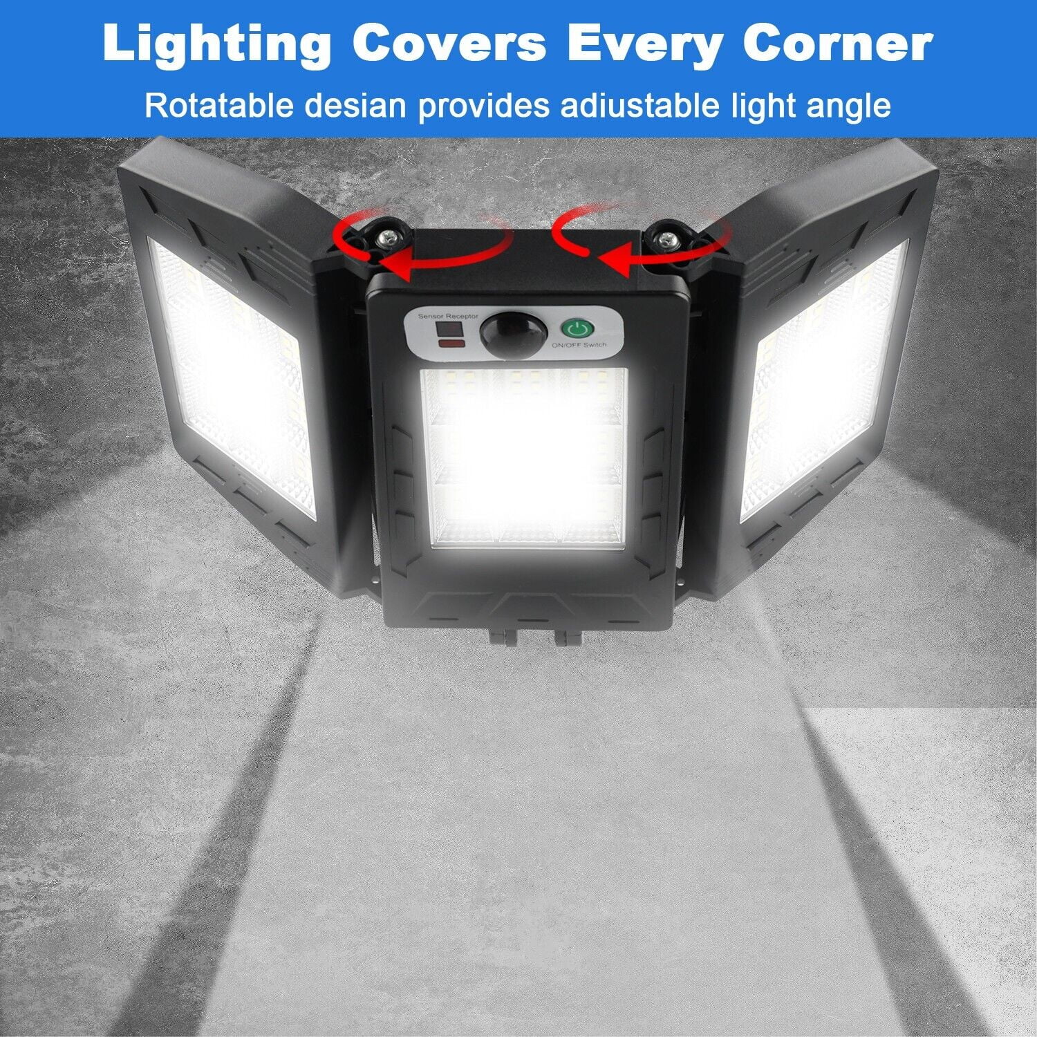 Commercial Super Bright 1000000LM LED Outdoor Dusk to Dawn Solar Street Light Road Area Lamp 3 Lighting Modes