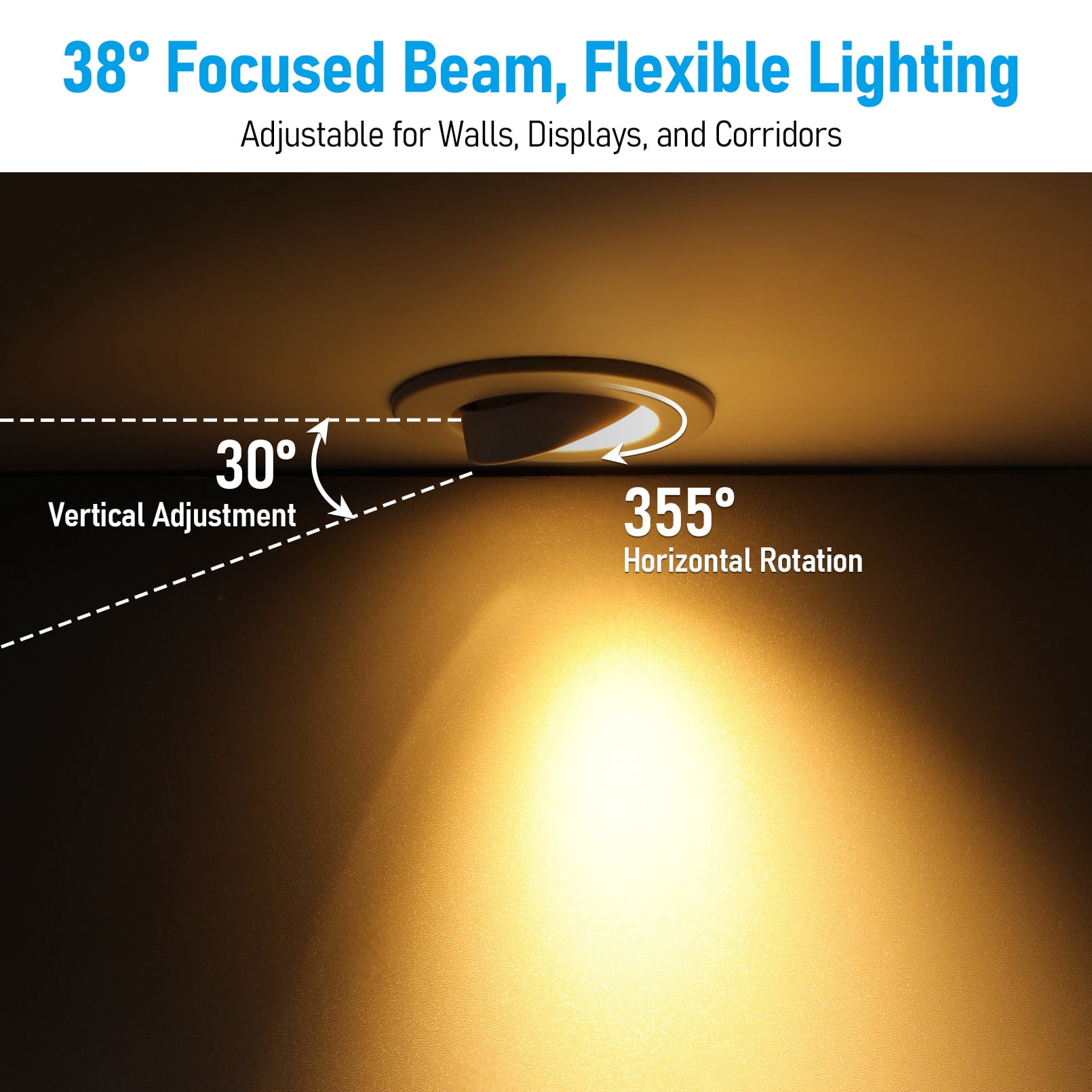 2 Pack 3 Inch 7W Fire Rated Gimbal LED Recessed Light, 5CCT Dimmable Canless Downlight with J-Box, Meets UL263 & ASTM E119, 2 Hour Fire-Rated Commercial Ceilings