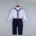 thumbnail image 6 of Purcolt 4 Piece Sets for Boys Semi Formal Outfit Dressy Casual Long Sleeve Dress Shirt Suspender Pants Bow Tie for Party Wedding, 1-15 Years, 6 of 8