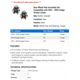 thumbnail image 2 of Rear Wheel Hub Assembly Set - Compatible with 2001 - 2005 Dodge Stratus Coupe 2002 2003 2004, 2 of 2
