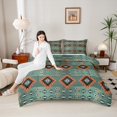 thumbnail image 4 of Manfei Tribal Aztec Queen Comforter Set for Adult, Vintage Bohemian Style Bedding Sets, Hippie Geometric Reversible Bedding Comforter Set, Ultra Soft Home Decor, 3 Pieces, 4 of 8