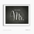 thumbnail image 1 of I'm Her Mr., I'm His Mrs. Black Vintage Chalkboard Wedding Party Signs, 2-Pack, 1 of 3