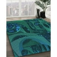 thumbnail image 2 of Ahgly Company Indoor Round Patterned Dark Cyan Green Area Rugs, 4' Round, 2 of 6