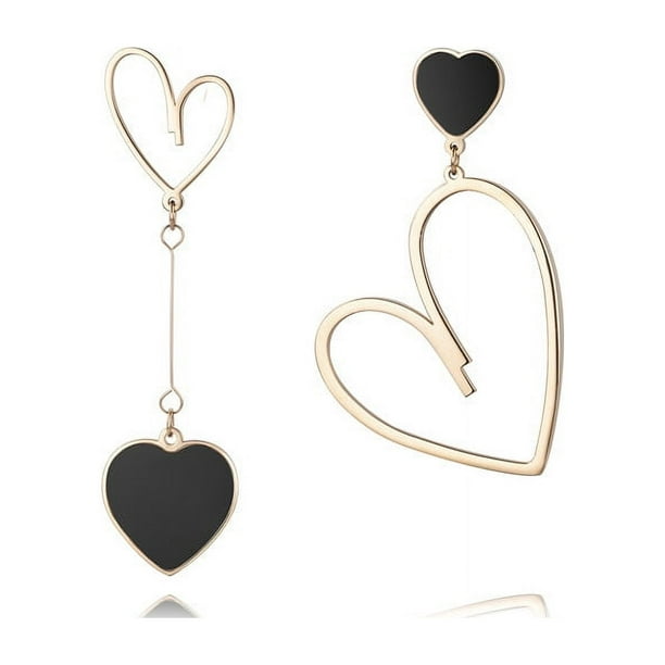 Pendientes no coincidentes Pendientes de corazón asimétricos cuelgan lindos pendientes de amor Pendientes colgantes de reina de corazón para mujeres y niñas Pendientes llamativos regalo para aniversario de San Valentín brillar Electrónica
