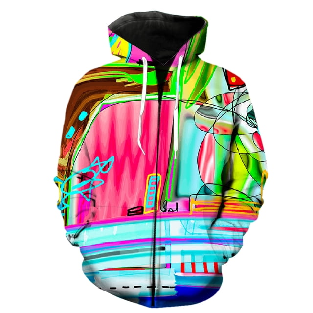 Sudadera con capucha y cremallera para hombre, diseño de grafiti abstracto en 3D, gran tamaño, estilo hip hop, gran oferta 2024, camisetas casuales divertidas de manga larga unisex para primavera