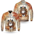 thumbnail image 3 of Happy Thanksgiving Papillon Turkey Costume Pumpkins Autumn Leaves All Over Print 3D Baseball Jacket Pap Butterfly Dog Lover Bomber Jacket Softball - 13014, 3 of 6