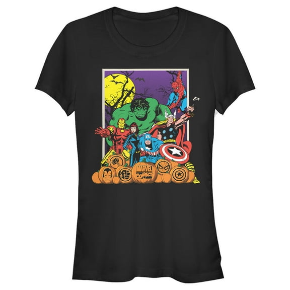 Junior's Marvel Halloween Avengers Scene Graphic Tee Black Large