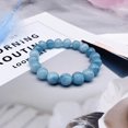 thumbnail image 4 of Bracelet Perles Rondes Lisses en Apatite Bleue Naturelle Authentique Phosphorite Q6G7, 4 of 6