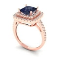 thumbnail image 2 of 2.07 ct Princess Cut Simulated Blue Sapphire with Simulated Diamond Halo Accents 14K Rose Gold Womens Engagement Ring, 2 of 5