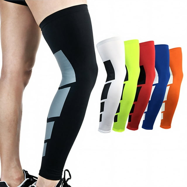TOPTIE 1 PC Compression Full Leg Sleeves For Men and Women, Leg Sleeves For Sports, Running, Basketball, Shin Splints-Red(Pack of 1)-L