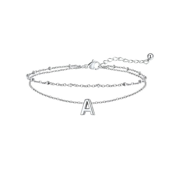 FaithHeart Initial A Ankle Bracelets for Women, Waterproof Initial Anklets Non Tarnish Stainless Steel Layered Anklet Summer Beach Foot Jewelry Gift for Mom Mothers Day