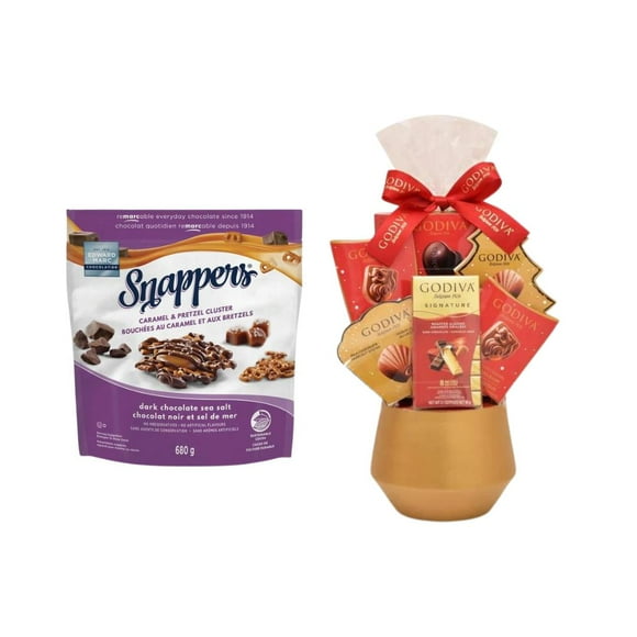 Snappers Dark Chocolate Pretzels + GODIVA 3-Tier Chocolate Stand Value Pack