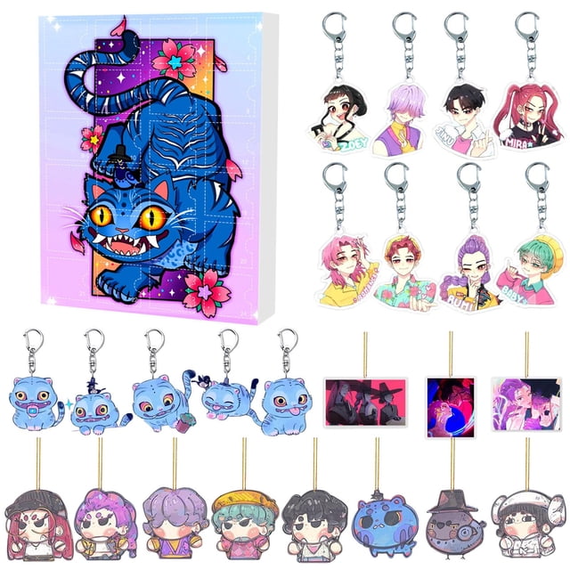 K-pop Demon Hunters Series Blind Box Keychain Pendant,24pcs Kpop Demon Hunters Blind Box for K-pop Huntrix Fans,Holiday Birthday Gifts for Girls and Boys