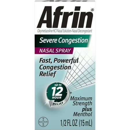 Afrin Severe Congestion Nasal Spray (15mL), Congestion Relief, (Best Way To Sleep With Nasal Congestion)