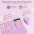 thumbnail image 2 of Wireless Keyboard and Mouse Combo, Retro Round Keycaps, Full Size with Detachable Wrist Rest, 2.4G for PC Mac Windows, Purple, 2 of 8