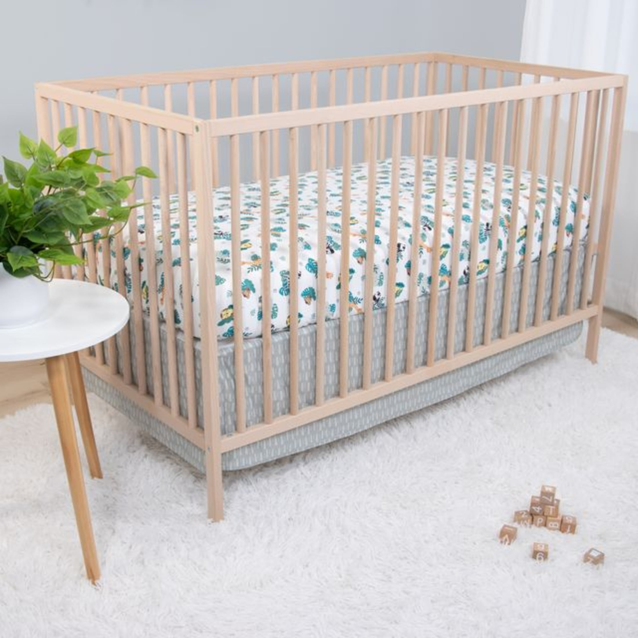 The Peanutshell Green and Grey Safari Adventures Crib Bedding Set for Baby Boys or Baby Girls, 3 Piece Nursery Set