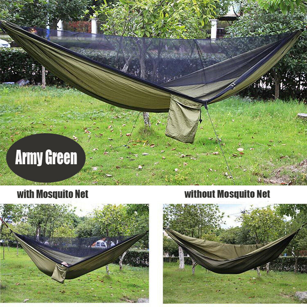 2 Person Hammock Outdoor Travel Tent Camping Hanging Bed w/ Mosquito Net Strap 