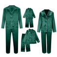 thumbnail image 7 of Sillenn Christmas Pajamas for Family Cute Silk Satin Long Sleeve Button Down Pjs Set Festival Party Plus Size Sleepwear Nightwear Family Christmas Pajamas Matching Lounge Holiday Sets Dark Green L, 7 of 7
