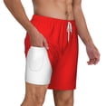 thumbnail image 2 of Kdxio Red Print Men'S Swim Trunks With Compression Liner 7 Inch Inseam Quick Dry Swim Shorts, 2 of 7