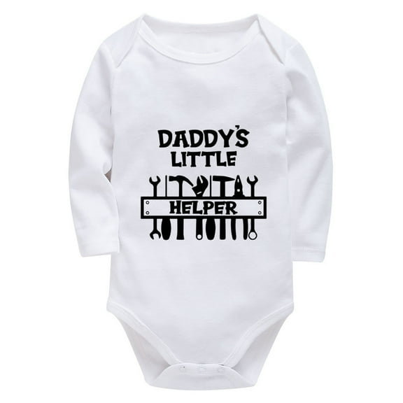 Daddy's Little Helper Baby Newborn Girl Clothes Long Sleeve Take Home Baby Girl Outfit White Infant Boy Outfits 0-3 Months