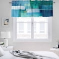 thumbnail image 3 of 2 Pack Teal Blue Valance for Window Modern Oil Painting Abstract Geometric Kitchen Valance Rod Pocket Short Curtain Topper Decorative Window Treatment for Living Room Bedroom 54"x18", 3 of 8