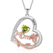 Mementos Customized Brass Heart Family Women's (Mother's) Necklace with Birthstone and Name
