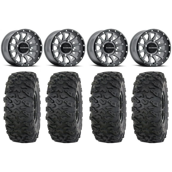 Raceline Trophy 14" Wheels Grey 32" Roctane T4 Tires Can-Am Maverick X3 / Honda Pioneer 1000 / Talon