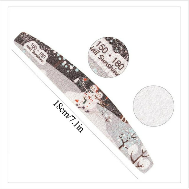 Heliisoer Christmas Theme Printed Nail File Washable Double-sided Polishing Strip