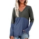 thumbnail image 1 of Camisas Para Mujer Casual Manga Larga Cuello en V Tops Patchwork Blusa Suelta Camisas Odeerbi  ODB129521, 1 of 6