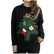 thumbnail image 2 of Suéter de cuello redondo para mujer, estampado navideño, cuello redondo, manga larga, suéter de punto, blusa de poliéster para mujer, 2 of 4