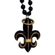 Black Gold Fleur De Lis with halo Saints Mardi Gras Beads Party Favor