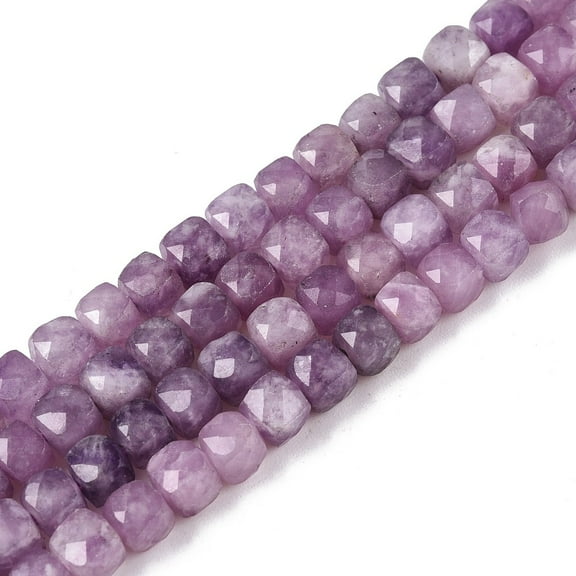 1 strand Natural Lepidolite/Purple Mica Stone Beads Strands Faceted Cube 4~5x4~5x4~5mm Hole: 0.8mm 92~105pcs/strand 14.96~15.35 inch(38~39cm)