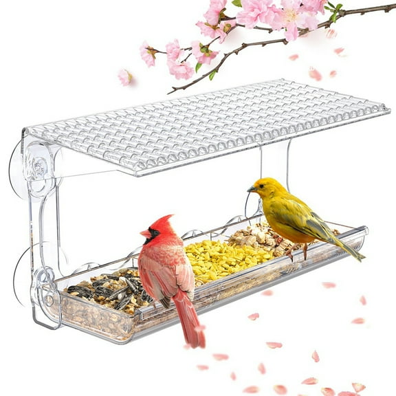 Window Bird Feeder for Outdoors, Clear Bird Feeders Window Mounted with Strong Suction Cups, Transparent Bird