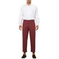 thumbnail image 2 of INSPIRE CHIC Men's Casual Solid Color Flat Front Cropped Ankle-Length Dress Pants Burgundy 28, 2 of 6