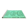 thumbnail image 2 of Ahgly Company Machine Washable Indoor Square Abstract Turquoise Blue Modern Area Rugs, 7' Square, 2 of 4