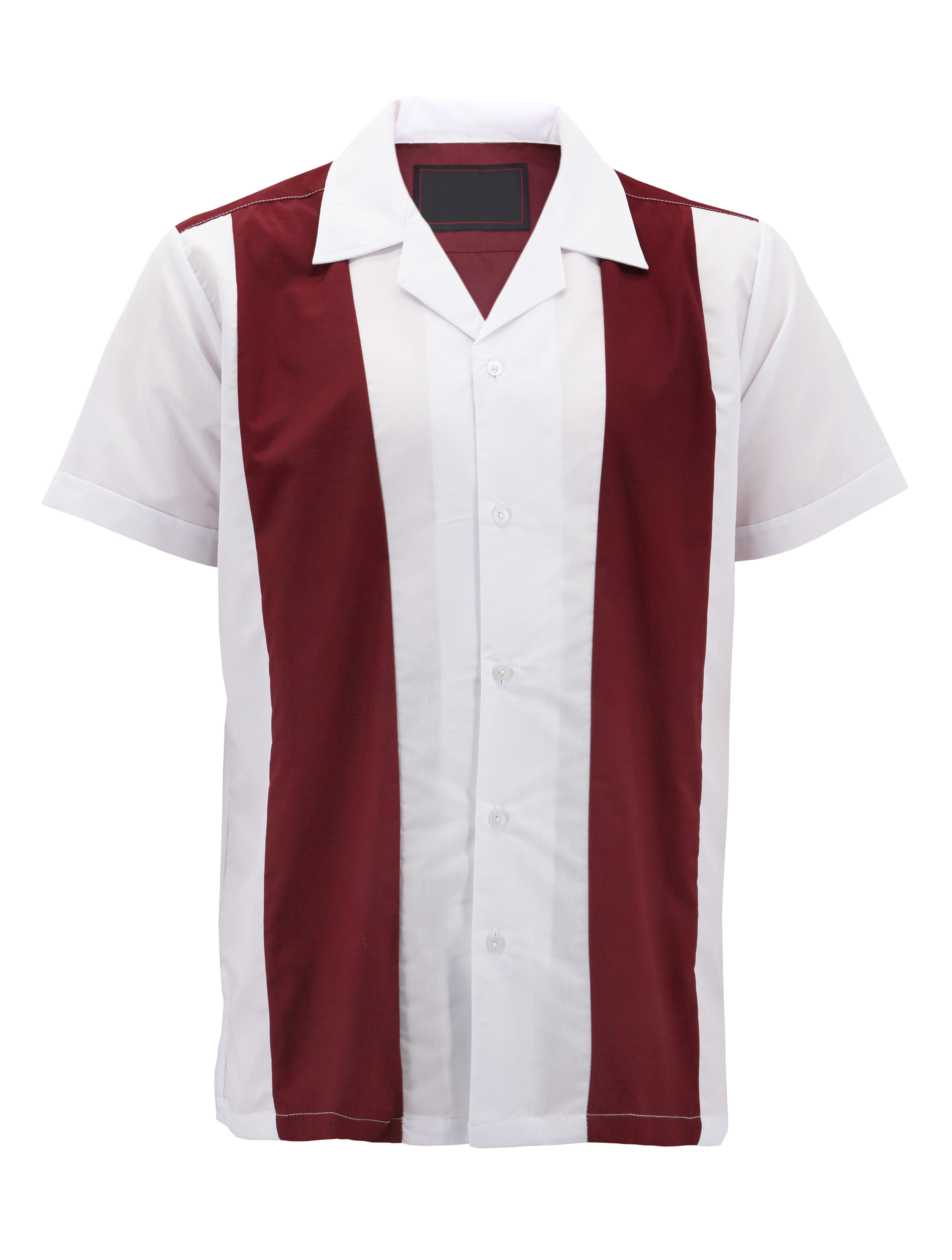 Liquid West Men's Classic Retro Bowling Shirt ( #1 - Burgundy/White, S ...