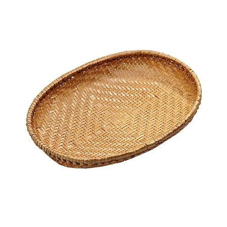 

Oval Rattan Tray Woven Bread Basket Small Cracker Tray for Serving Dinner Parties Coffee Table Tea (9.84-12.6 inches Length Diameter)