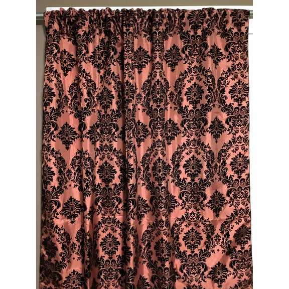 Flocking Damask Taffeta Window Curtain 56 Inch Wide Peach