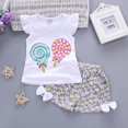 thumbnail image 1 of Verano Nuevos Niños Piruleta Corta Mangas Voladoras Coreano Ropa Niñas Traje De Algodón, 1 of 3