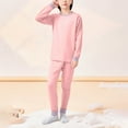 thumbnail image 2 of Riecok Thermal Underwear Set for Kids Long Sleeve Solid Color Pullover Tops and Long Pants Fall Warm Sleepwear Sets, 2 of 6