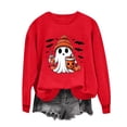 thumbnail image 4 of DIOAZUD Halloween Sweatshirts Women Spooky Ghost Print Pullovers Soft Holiday Crewneck Long Sleeve Sweater Tops Halloween Costumes Red S-XXL, 4 of 6