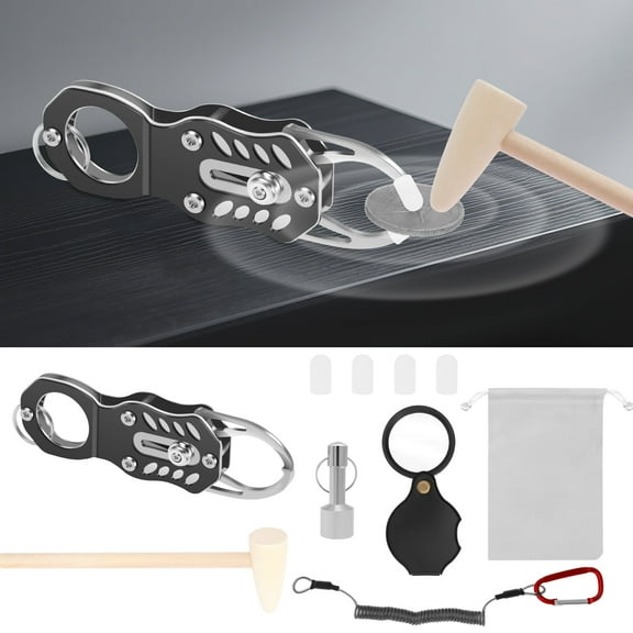 Pocket Coin Tester Kit Gold and Silver Change Ping Resonance Testing Tool with Hammer and Magnifying Glass