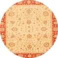 thumbnail image 1 of Ahgly Company Machine Washable Indoor Round Abstract Chrome Gold Yellow Area Rugs, 4' Round, 1 of 7