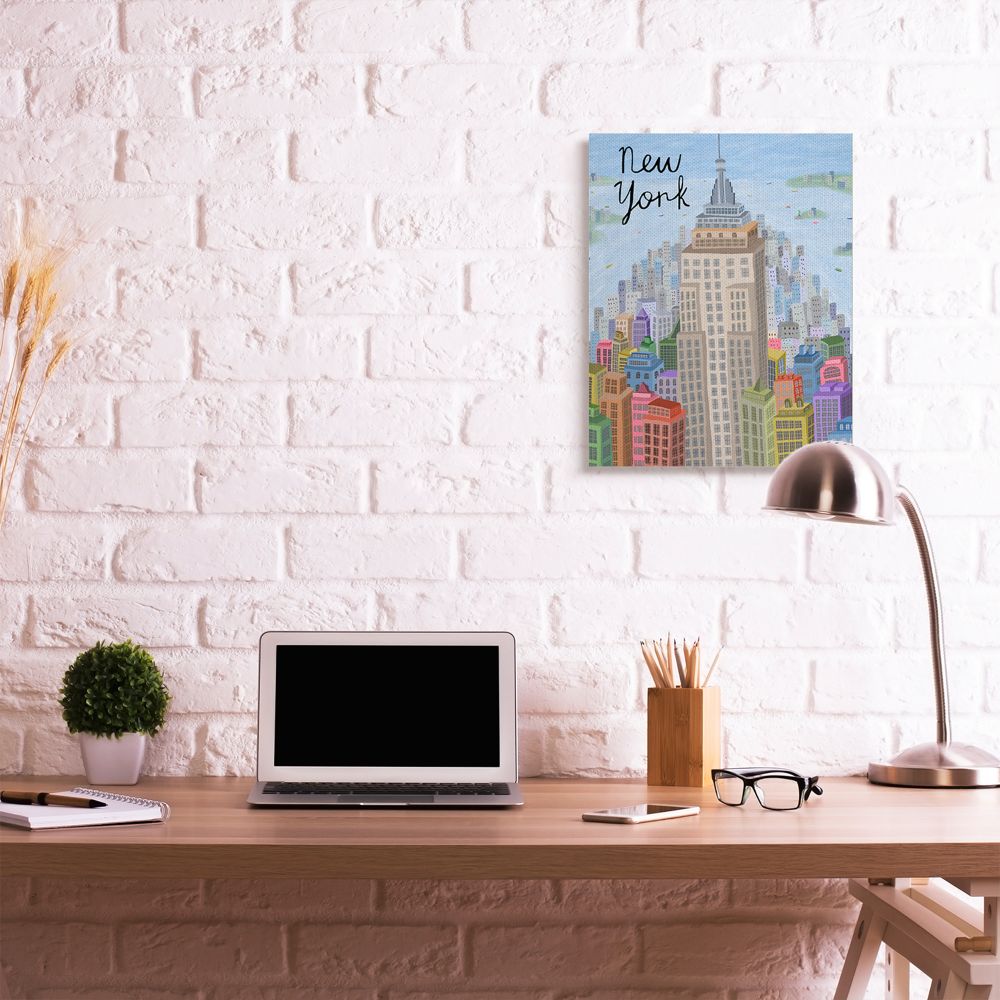 Stupell Industries Colorful New York City Skyline Landmark Architecture Canvas Wall Art Design by Carla Daly, 24" x 30"
