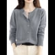 thumbnail image 3 of Suéter de Larga con Cuello Redondo de Color Liso para Mujer, Chaqueta de Punto Combinable para y Otoño Gris XXL, 3 of 8